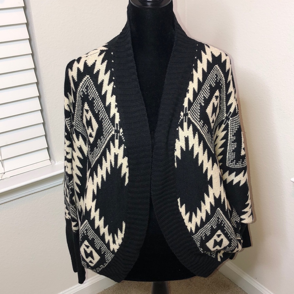 Black & Creme Sweater Cardigan